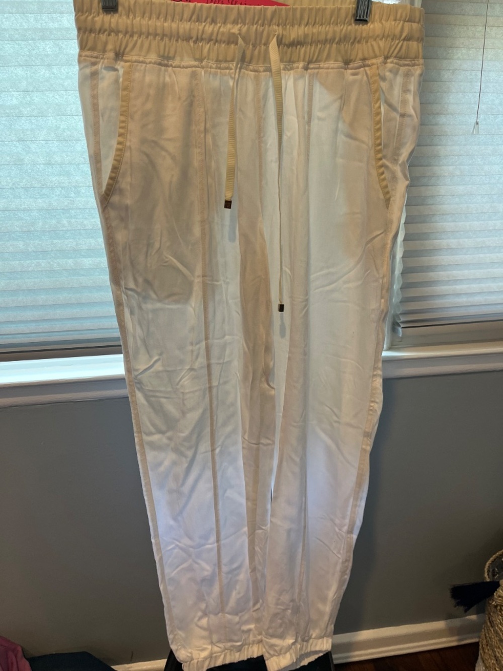 NEW Betsey Johnson White Joggers with Gold Details; Size S - Picture 5 of 6